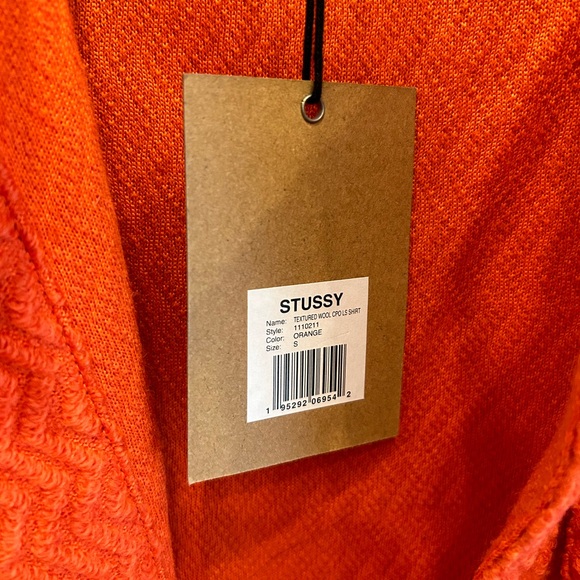 Stüssy Wool Button Up Shirt Orange - Picture 7 of 8